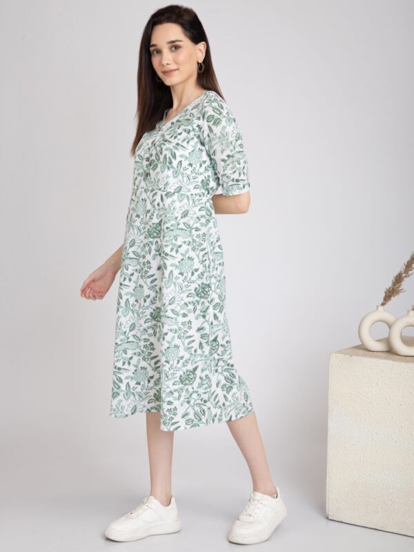 Hand Block Print Midi Dress- Pure Cotton - Image 2