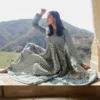 Empire Yoke 100% Cotton Long dress- Hand Block Print Boho Maxi dress