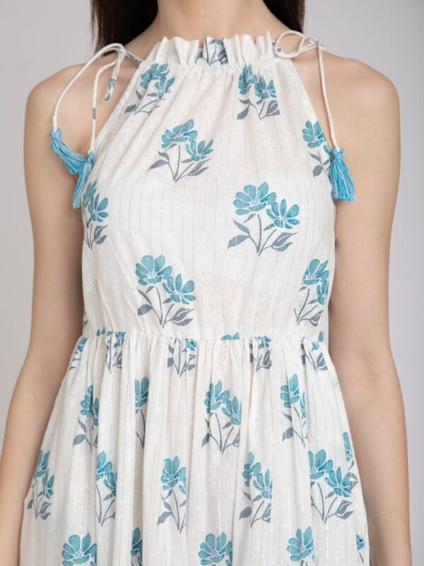 Tiered White Dress-Floral Cotton Summer dress - Image 2