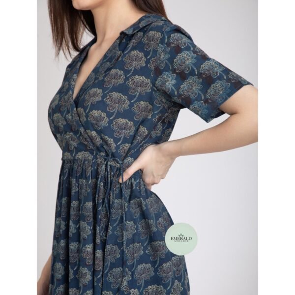 Lotus Indigo Hand Block Print Fit & Flare Dress - Image 5