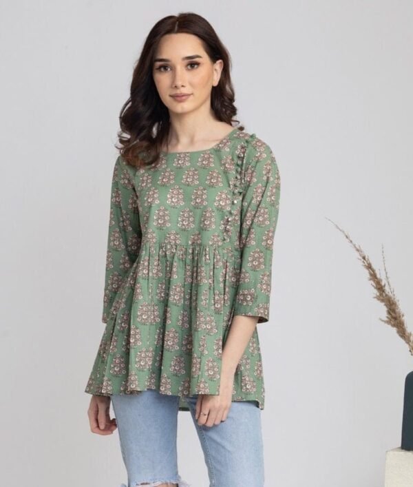 Hand Block Print Tunic Top Pure Cotton Indian Kurti Peplum Top