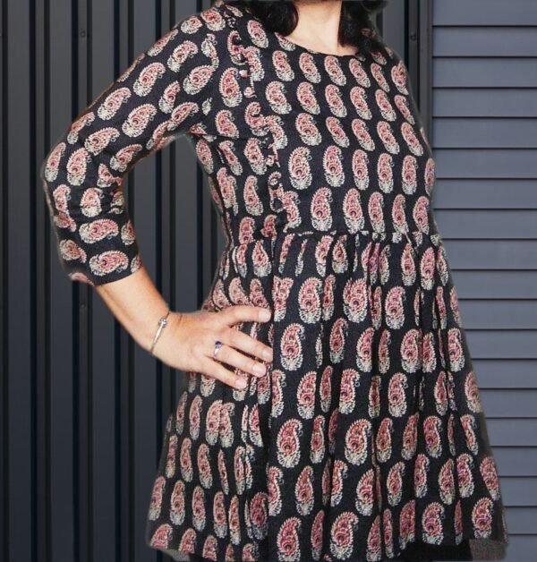 Hand Block Print Tunic Top Pure Cotton Indian Kurti Peplum Top - Image 2