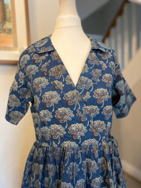 Lotus Indigo Hand Block Print Fit & Flare Dress