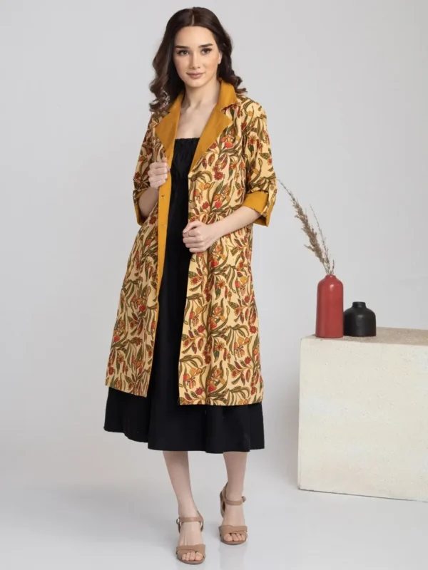 Iris Long Jacket In Stunning Floral Print Pure Cotton Autumn - Image 5