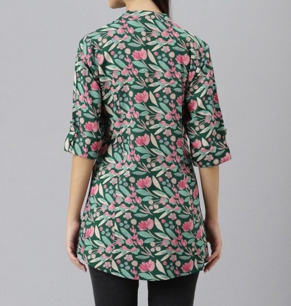 Floral Shirt- Women's Stand Collar Blouse - Image 3