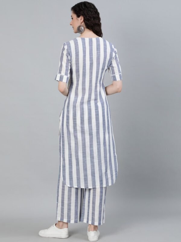 Long Tunic & Wide Leg Pant in Woven Striped Pure Cotton Summer Coordinate-Formal-Casual-Holiday - Image 5