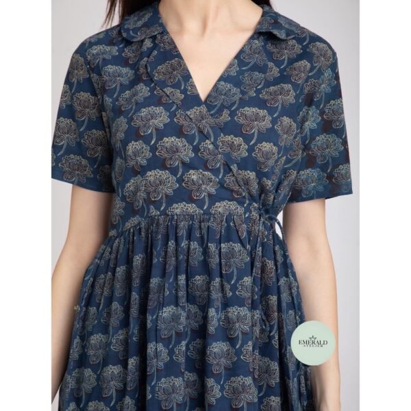 Lotus Indigo Hand Block Print Fit & Flare Dress - Image 3