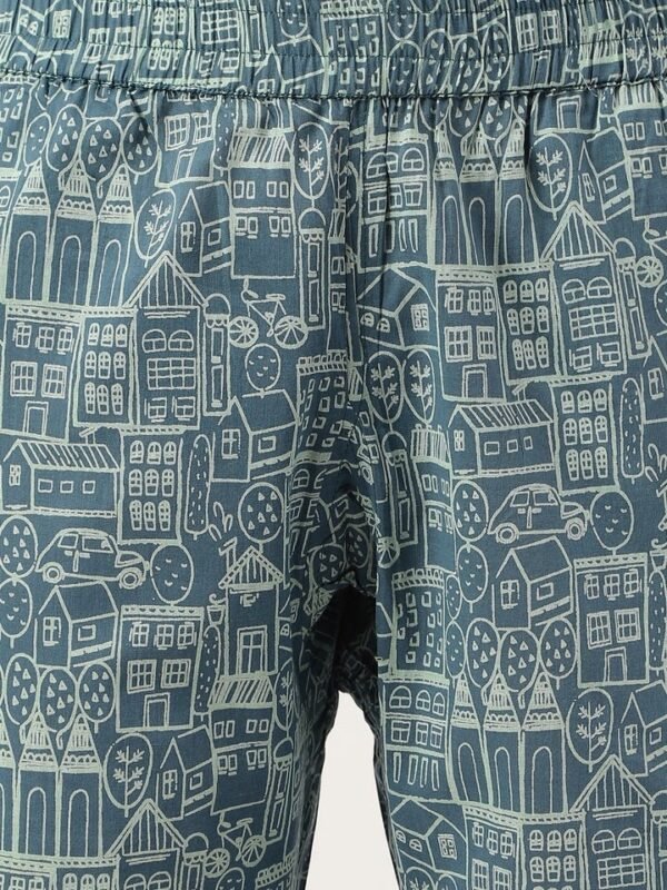 Tunic Top Pyjama Set Arty City Hand Block Print Organic Soft Cotton Summer Lounge Wear - Image 5