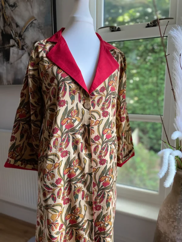 Iris Long Jacket In Stunning Floral Print Pure Cotton Autumn - Image 3