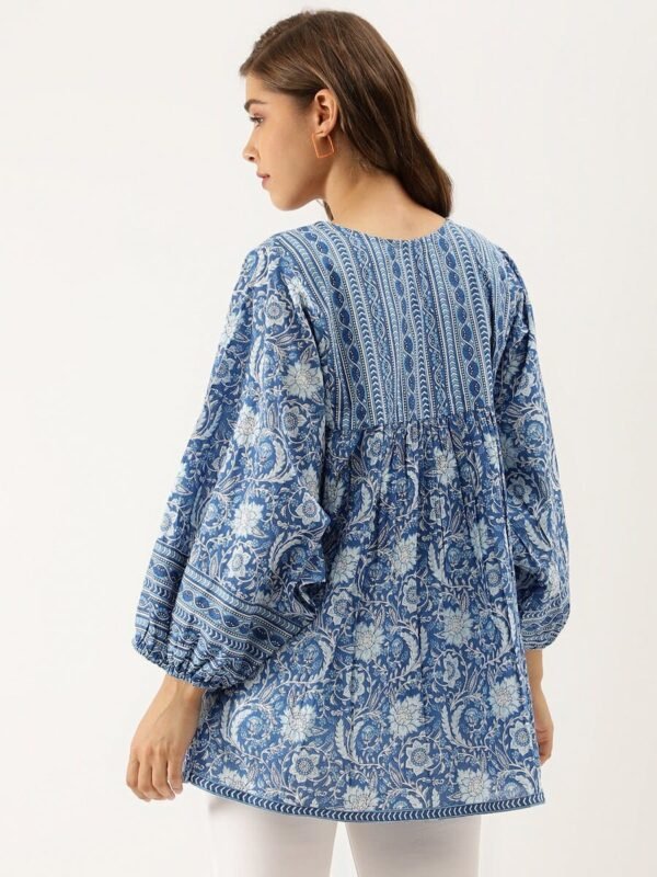 Pure Cotton Boho Blouse-Floral Block Print women's Top - Image 4