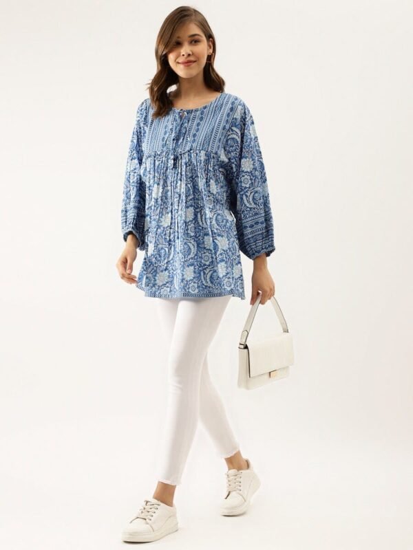 Pure Cotton Boho Blouse-Floral Block Print women's Top - Image 5