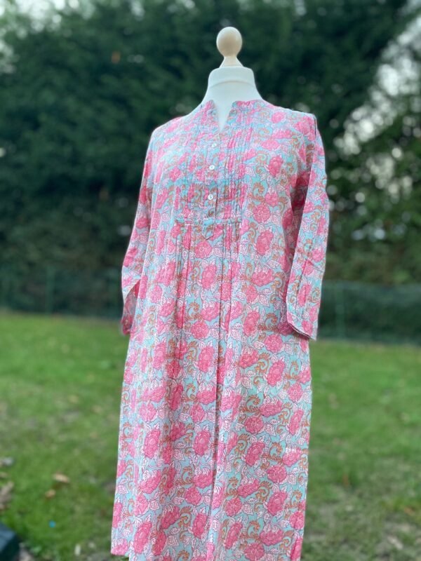 A-Line Dress Tunic Floral Block Print Pure Lightweight Cotton With Pockets