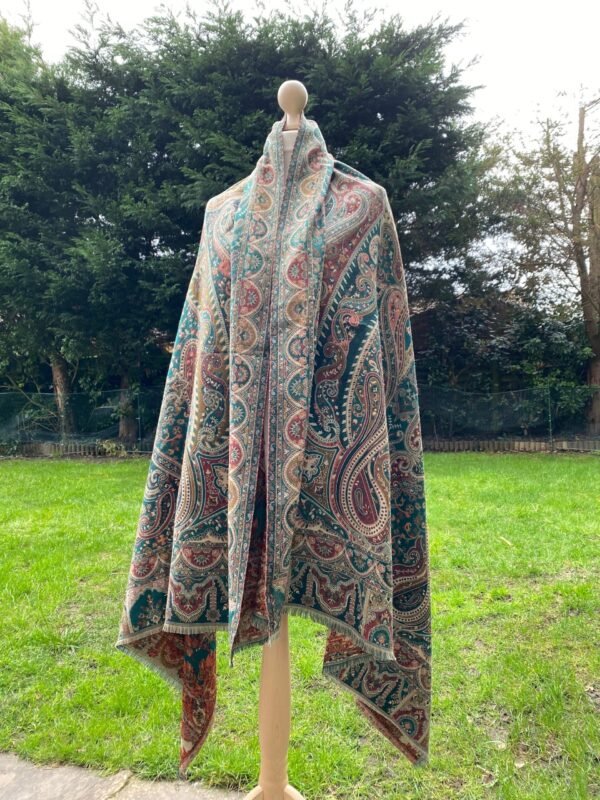 Kalamkari Kani Shawl Intricate Paisley Persian Woven Pattern Luxury Wool - Image 3