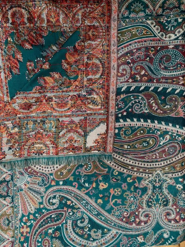 Kalamkari Kani Shawl Intricate Paisley Persian Woven Pattern Luxury Wool - Image 9