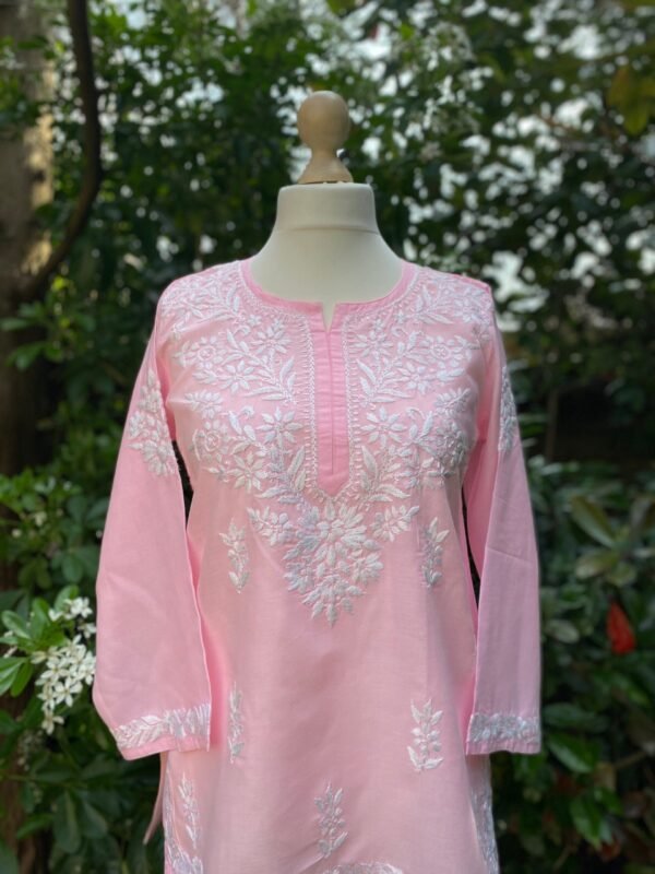 Chikankari Tunic Kurti Soft Pure Cotton Hand Embroidered - Image 9