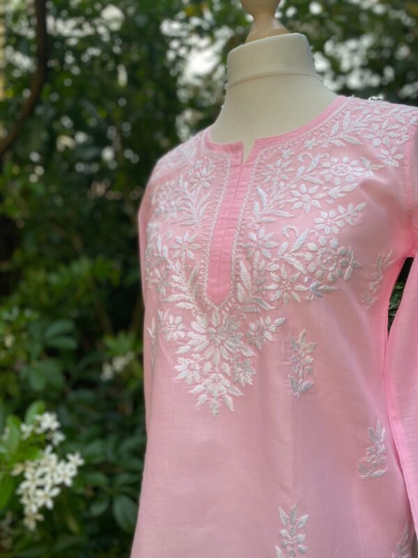 Chikankari Tunic Kurti Soft Pure Cotton Hand Embroidered - Image 7