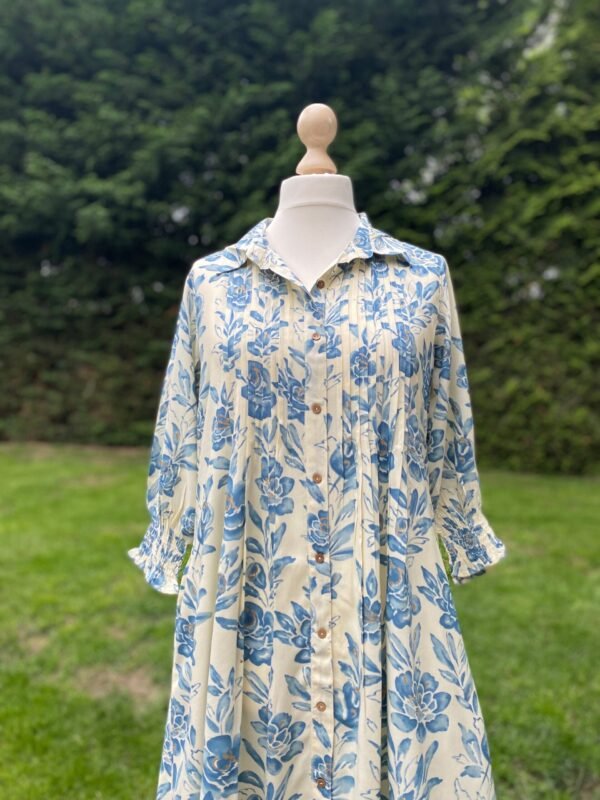 Floral A-Line Shirtdress Dress Viscose Rayon Summer Dress - Image 2