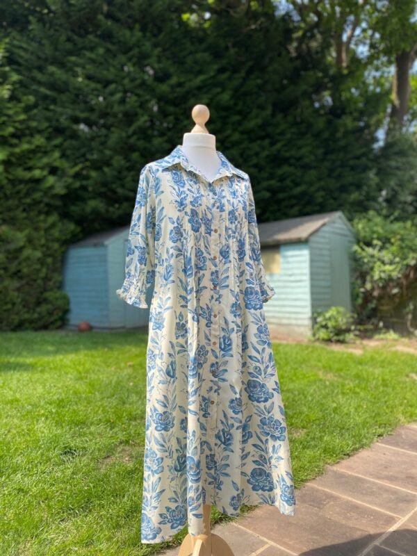 Floral A-Line Shirtdress Dress Viscose Rayon Summer Dress - Image 6