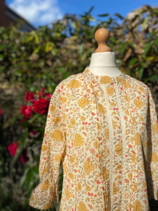 Pure Cotton Tunic Floral Print Off White Spring Summer Blouse