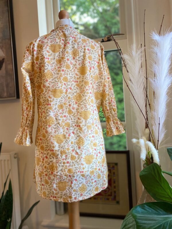 Pure Cotton Tunic Floral Print Off White Spring Summer Blouse - Image 6