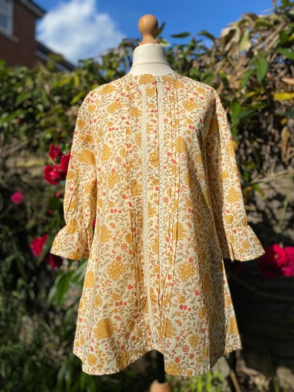 Pure Cotton Tunic Floral Print Off White Spring Summer Blouse - Image 2