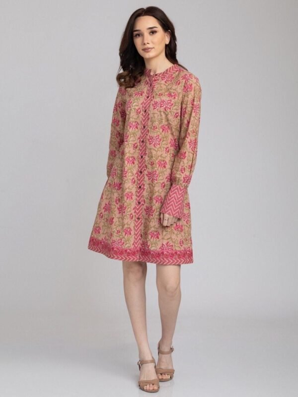 Floral Hand Block Print Dress Pure Cotton A-Line Casual-Occasional-Sustainable