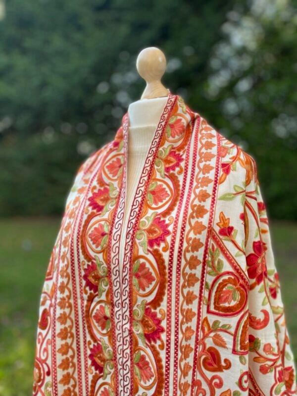 Luxury Wool embroidered Shawl Winter Wrap. - Image 4