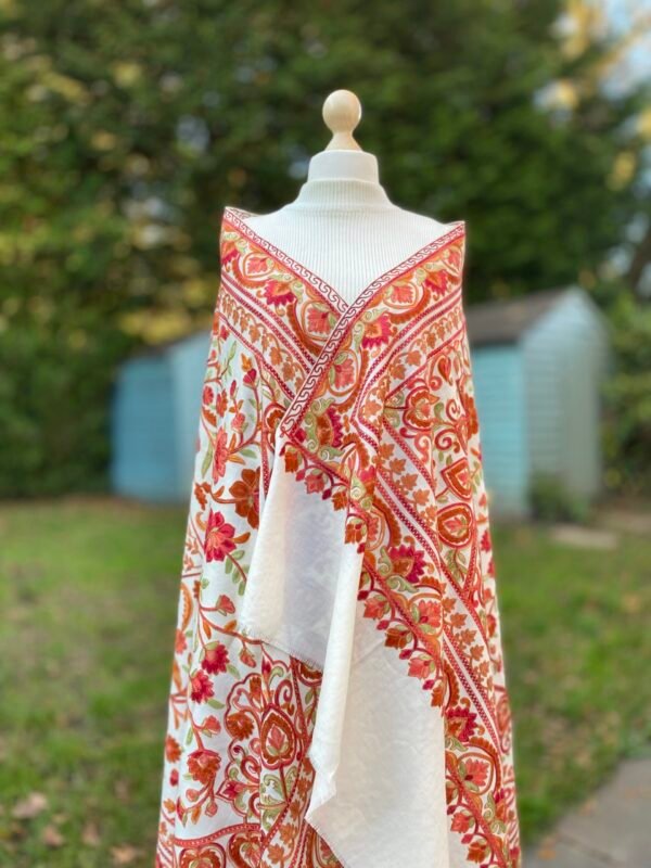 Luxury Wool embroidered Shawl Winter Wrap. - Image 3