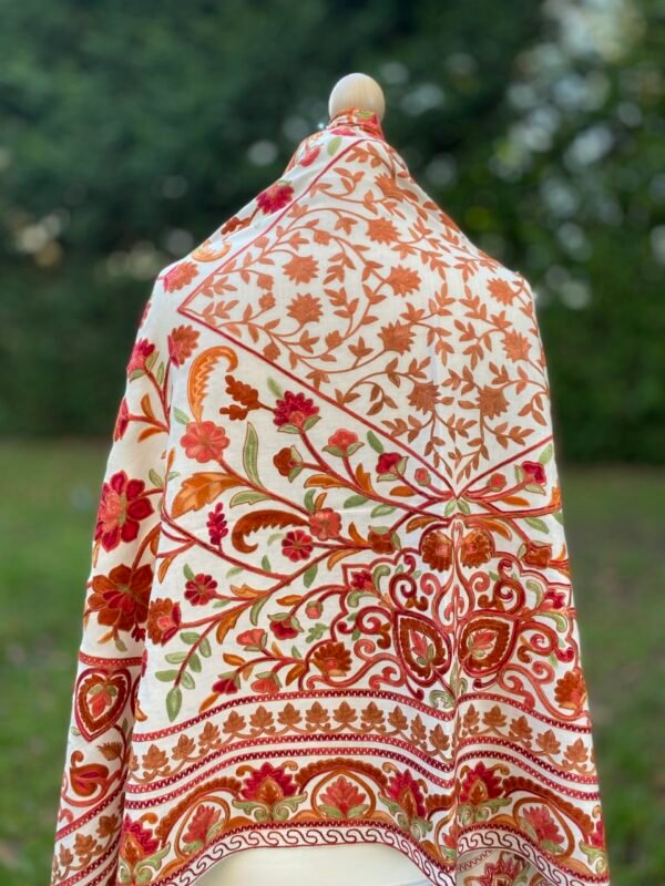 Luxury Wool embroidered Shawl Winter Wrap. - Image 8