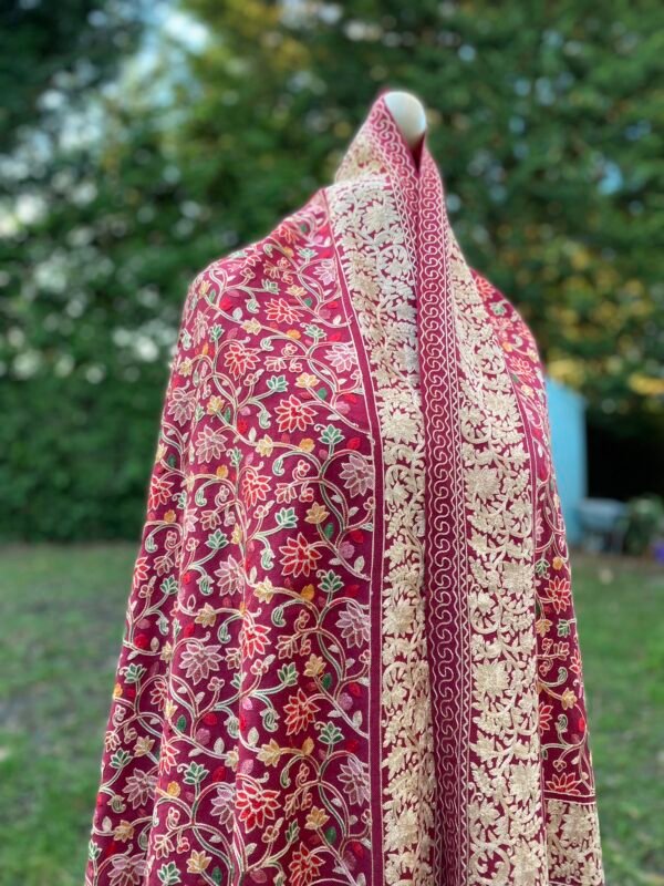 Luxury Wool embroidered Shawl Winter Wrap - Image 4