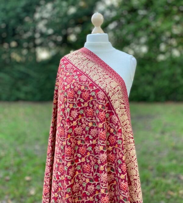 Luxury Wool embroidered Shawl Winter Wrap - Image 6