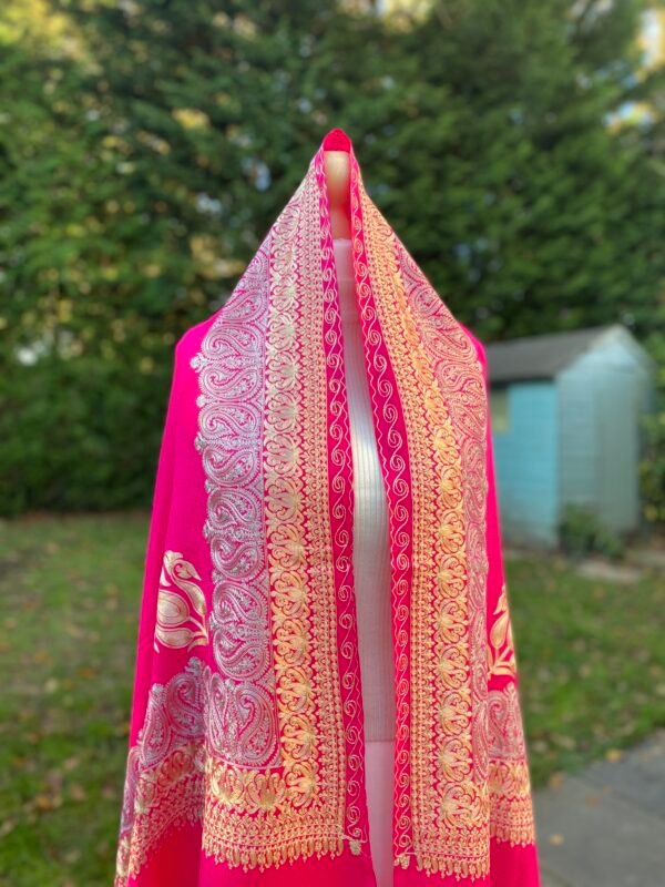 Wool Silk Shawl Embroidered Lightweight Stole - Image 7