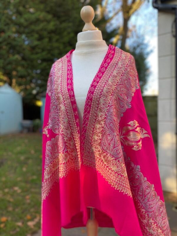 Wool Silk Shawl Embroidered Lightweight Stole