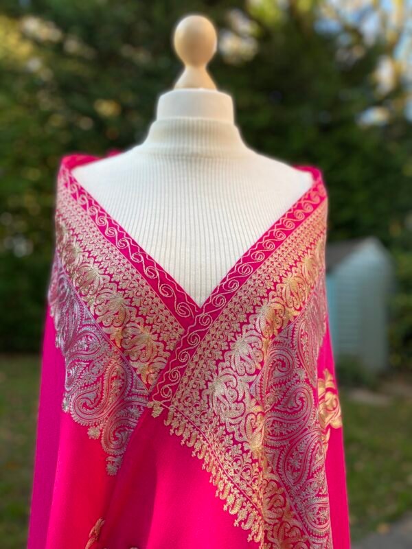 Wool Silk Shawl Embroidered Lightweight Stole - Image 4