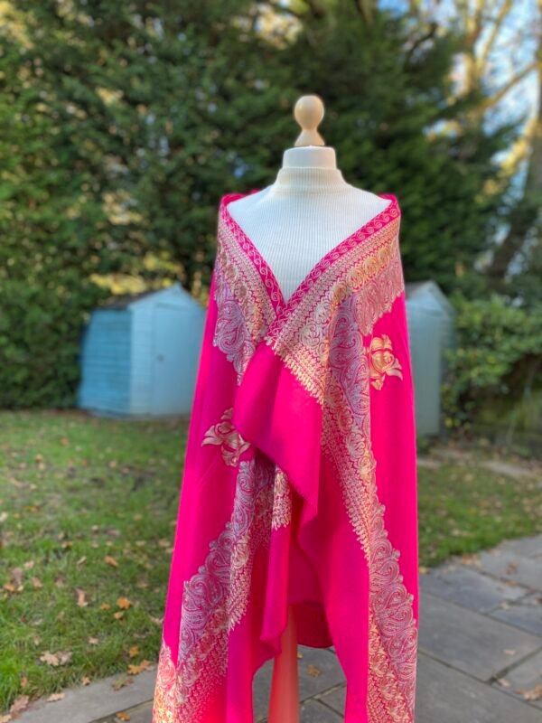 Wool Silk Shawl Embroidered Lightweight Stole - Image 3