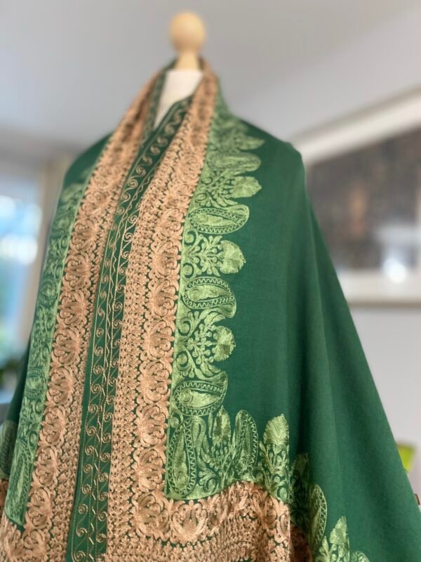 Wool Silk Shawl Embroidered Lightweight Stole - Image 9