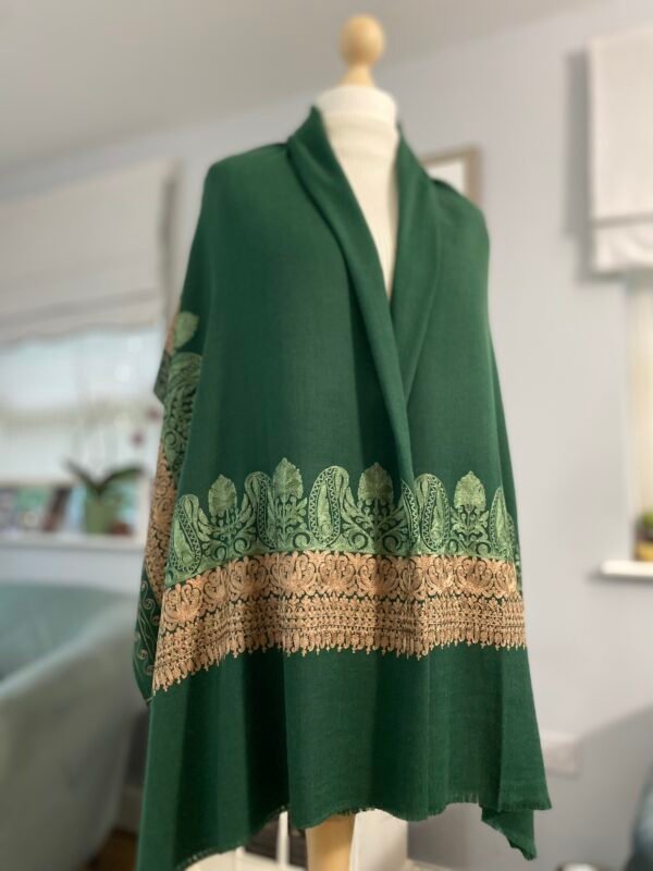 Wool Silk Shawl Embroidered Lightweight Stole - Image 8