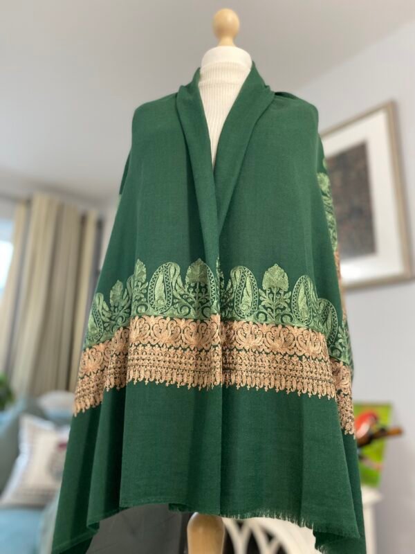 Wool Silk Shawl Embroidered Lightweight Stole - Image 7