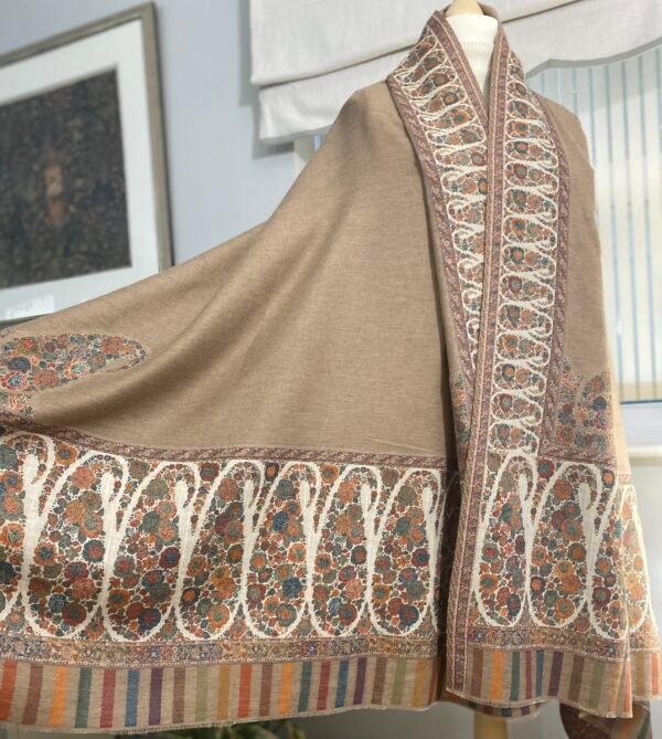 Luxury Wool Shawl-Paisley Kani Border Winter Wrap - Image 7