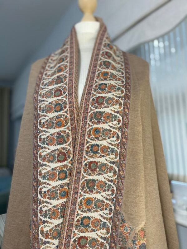 Luxury Wool Shawl-Paisley Kani Border Winter Wrap - Image 6