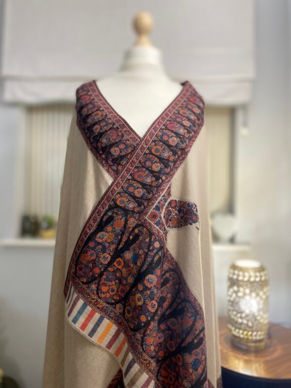 Luxury Wool Shawl-Kani Paisley Border Winter Wrap - Image 3