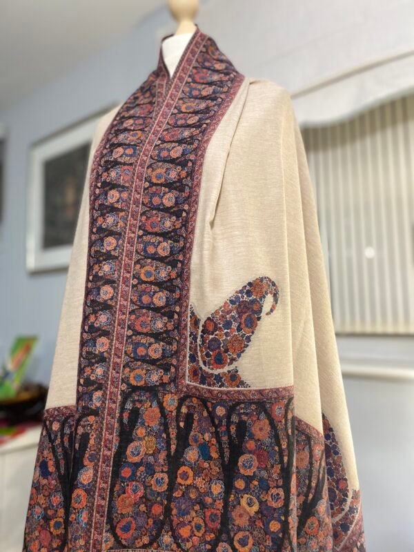 Luxury Wool Shawl-Kani Paisley Border Winter Wrap