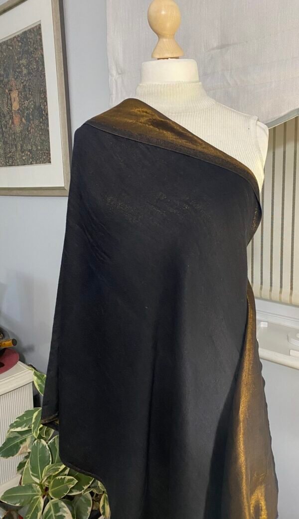 Reversible Fine Wool Shawl-Black-Antique Gold