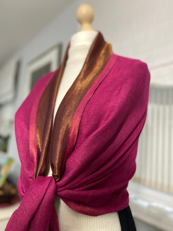 Reversible Fine Wool Shawl-Mulberry-Antique Copper - Image 6