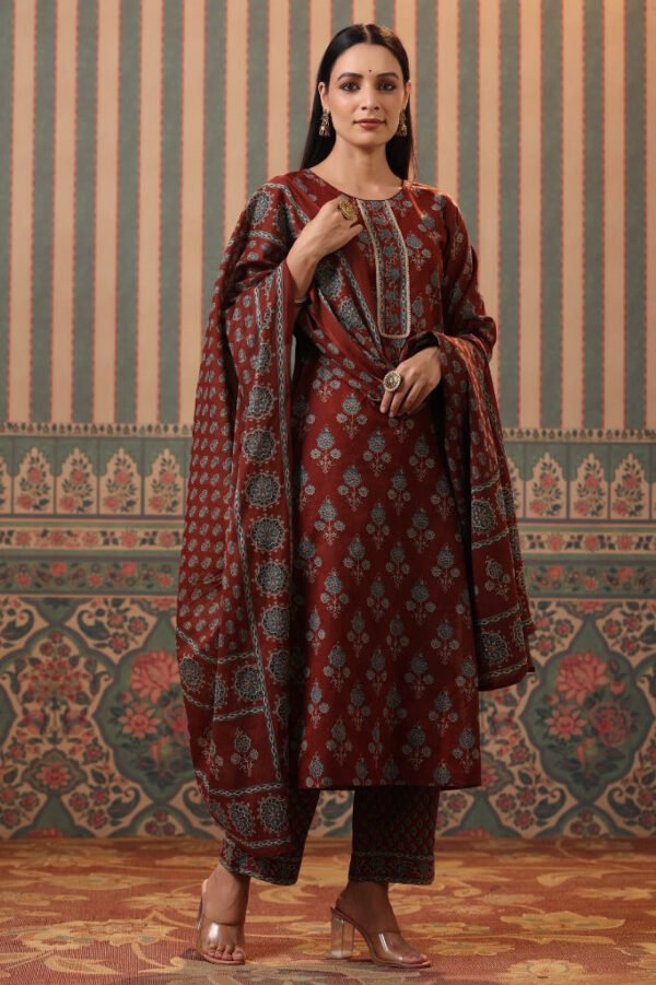 Pure Cotton Kurta Set-Block print Ethnic Indian women's Salwar Suit - Image 3