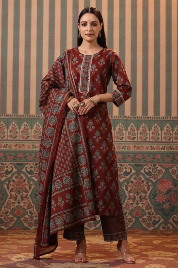 Pure Cotton Kurta Set-Block print Ethnic Indian women's Salwar Suit