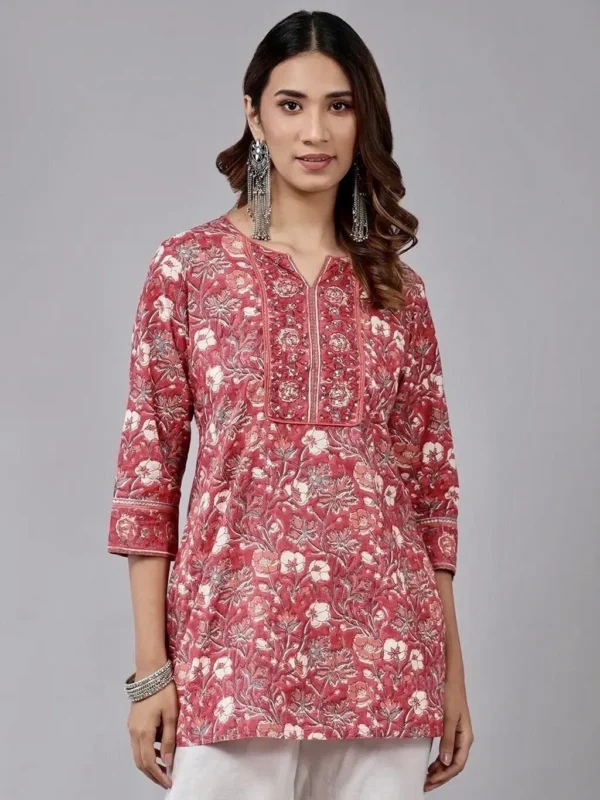 Floral Block Print Tunic-Pure Cotton - Image 2