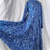 Pure cotton Tiered Dress-Indigo Blue Hand Block Print-Long Sleeve Summer Dress