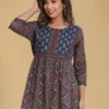 Pure Cotton Tunic Top- Brown Block Print Short Kurta