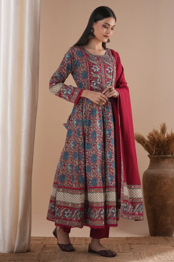 Anarkali Kurta Set-Jaipur Hand Block print Pure Cotton